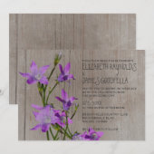 Invitations de mariage rustique violet (Devant / Derrière)
