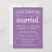 Invitations de mariage rustique violet Burlap (Devant)
