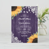 Invitations de mariage rustique violet et tourneso (Debout devant)
