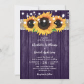 Invitations de mariage rustique violet et tourneso (Devant)