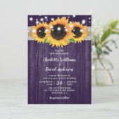 Invitations de mariage rustique violet et tourneso (Debout devant)