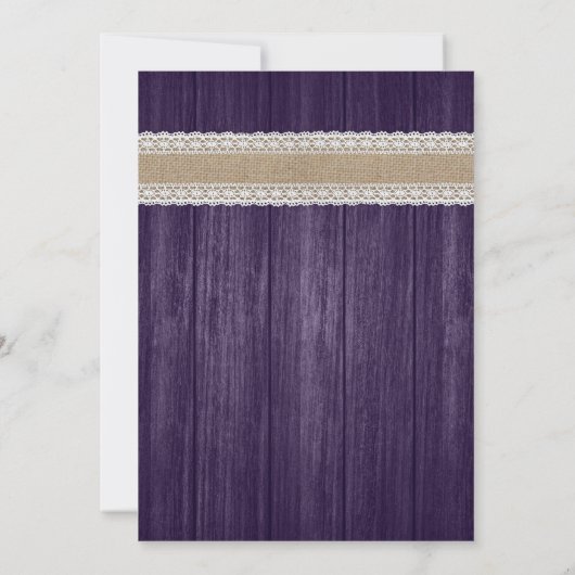Invitations de mariage rustique violet et tourneso (Dos)