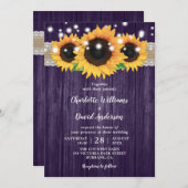 Invitations de mariage rustique violet et tourneso (Devant / Derrière)