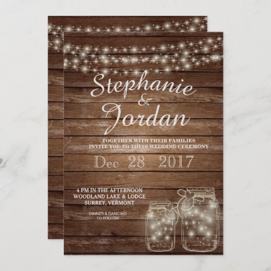 Invitations de mariage rustiques (Devant / Derrière)