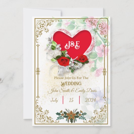 Invitations de mariage rustiques avec Rsvp Qr Code (Devant)