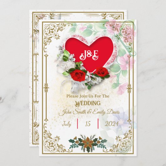Invitations de mariage rustiques avec Rsvp Qr Code (Devant / Derrière)