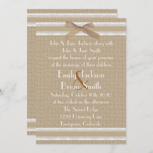 Invitations de mariage rustiques blanches à un sim (Devant / Derrière)