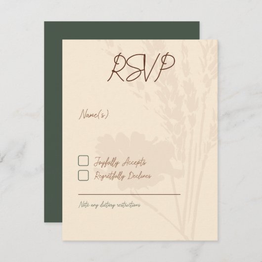 Invitations de mariage rustiques, carte RSVP, Brow (Devant / Derrière)