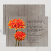 Invitations de mariage rustiques de Zinnia (Devant / Derrière)