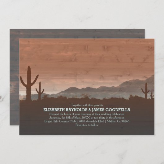 Invitations de mariage rustiques du sud-ouest (Devant / Derrière)