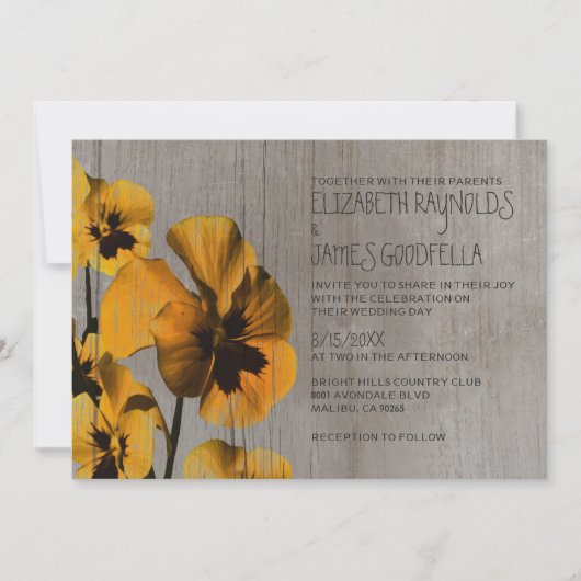 Invitations de mariage rustiques et sansy (Devant)