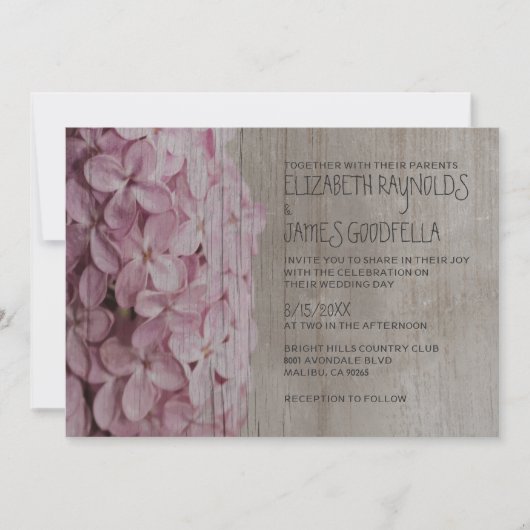 Invitations de mariage rustiques Lilac (Devant)
