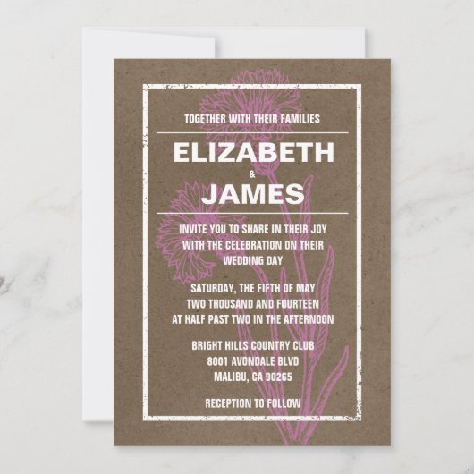 Invitations De Mariage Rustiques Vintages Et Brown (Devant)