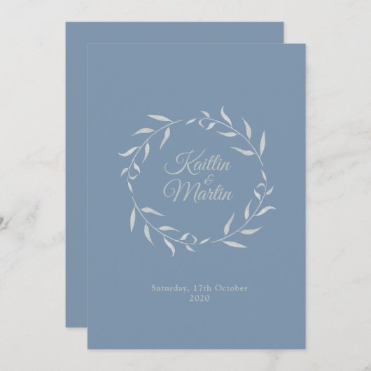 Invitations de mariage Silver Foliage (Devant / Derrière)