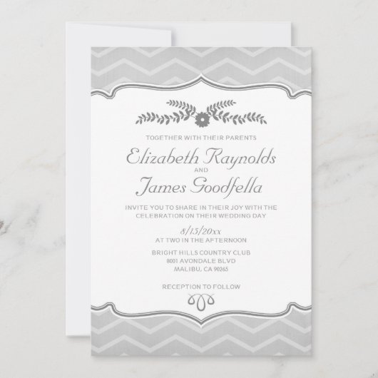 Invitations de mariage Silver Zigzag (Devant)