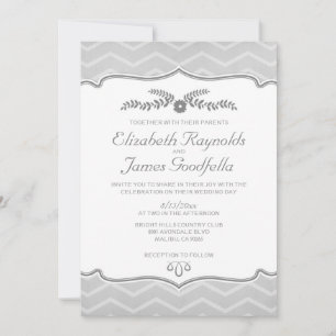 Invitations de mariage Silver Zigzag
