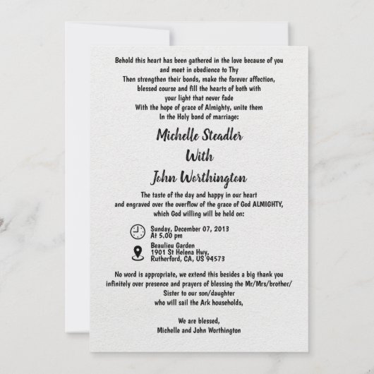 invitations de mariage simple élégante (Dos)