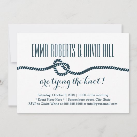 Invitations de mariage simple en corde bleue (Devant)