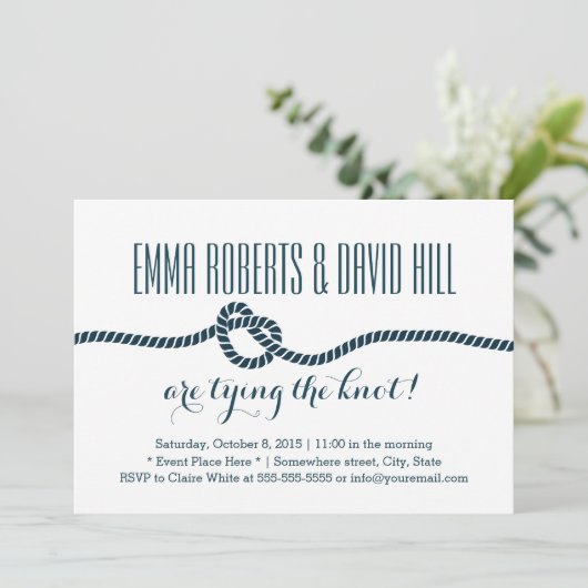 Invitations de mariage simple en corde bleue (Debout devant)