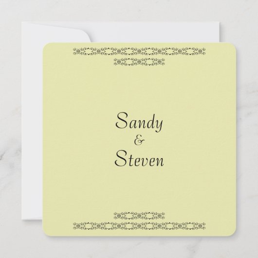 Invitations De Mariage Simple Et Jaune (Dos)