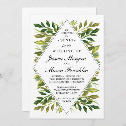 Invitations de mariage - Simple Greens Mariage Inv (Devant / Derrière)