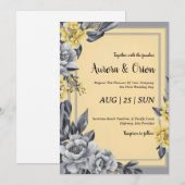 invitations de mariage simple jaune et gris (Devant / Derrière)