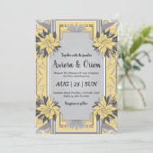 invitations de mariage simple jaune et gris (Debout devant)