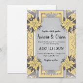 invitations de mariage simple jaune et gris (Devant / Derrière)