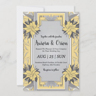 invitations de mariage simple jaune et gris