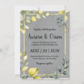 invitations de mariage simple jaune et gris (Devant)