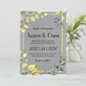 invitations de mariage simple jaune et gris (Debout devant)