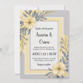 invitations de mariage simple jaune et gris (Devant)