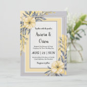 invitations de mariage simple jaune et gris (Debout devant)