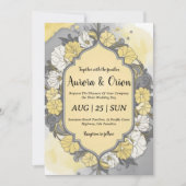 invitations de mariage simple jaune et gris (Devant)