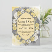 invitations de mariage simple jaune et gris (Debout devant)