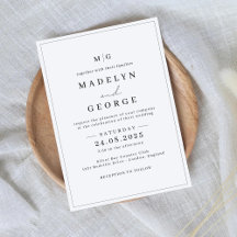 Invitations de mariage Simple Modèle Minimaliste