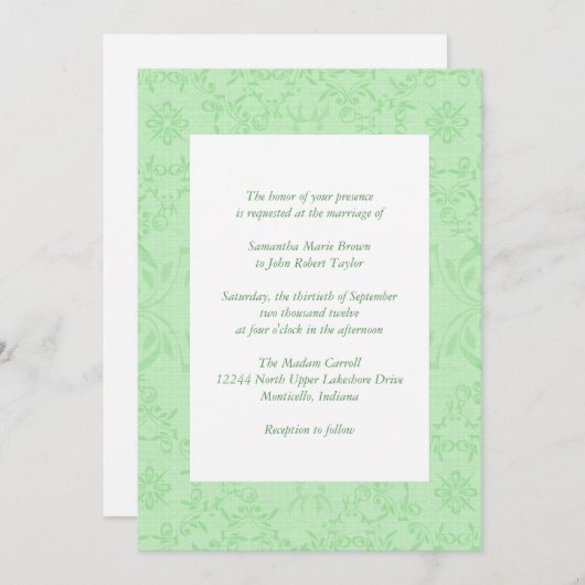 Invitations De Mariage Simplement Chic (Devant / Derrière)