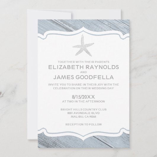 Invitations de mariage simples à Starfish Beach (Devant)