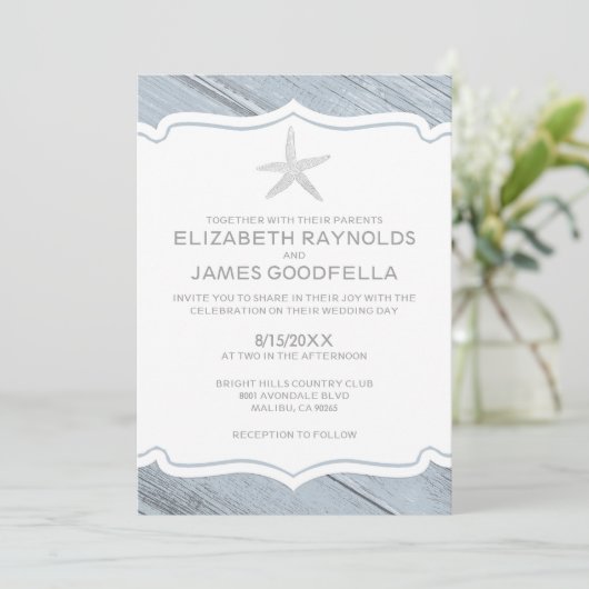 Invitations de mariage simples à Starfish Beach (Debout devant)