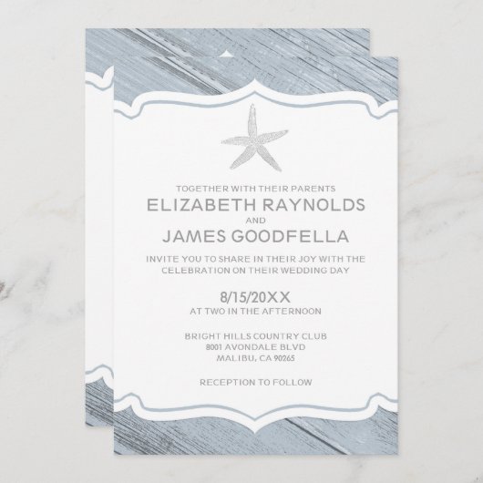 Invitations de mariage simples à Starfish Beach (Devant / Derrière)