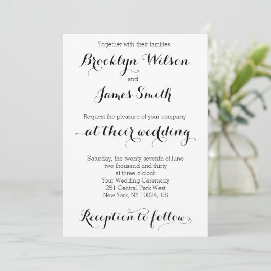 Invitations de mariage simples blanc (Debout devant)