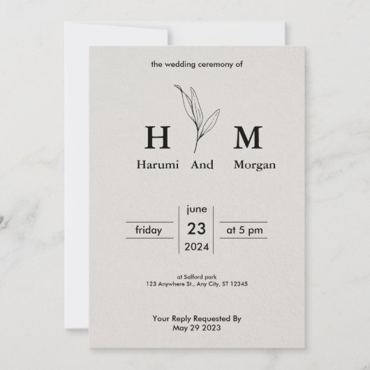 Invitations de mariage simples et abordables (Devant)