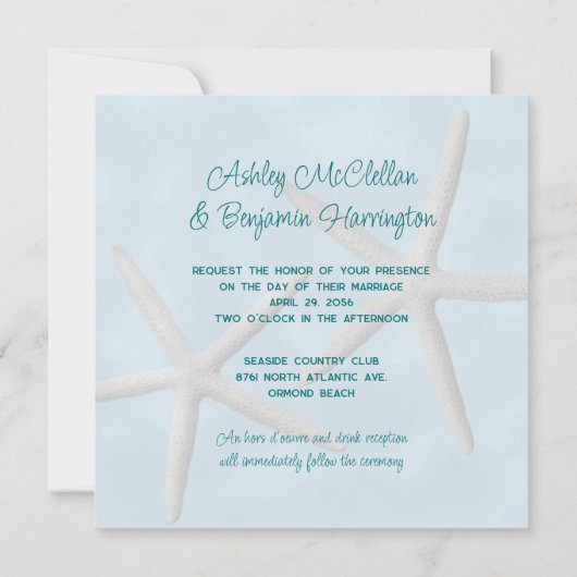 Invitations de mariage Starfish Beach (Dos)