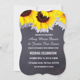 Invitations de mariage Sunflower Chalkboard sunflw