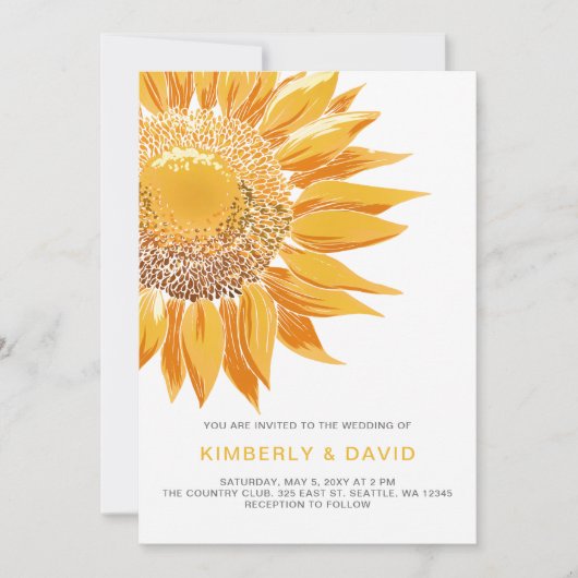 Invitations de mariage SunFlower modernes (Devant)
