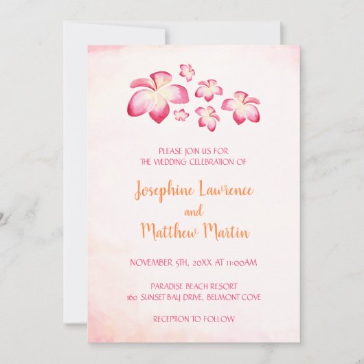 Invitations de mariage Sunset Plumeria (Devant)