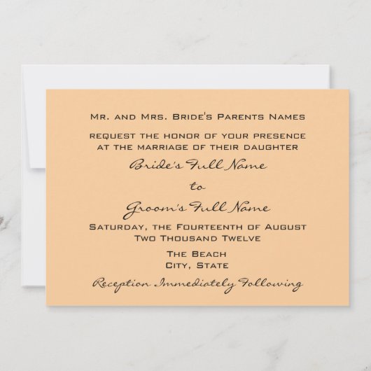 Invitations de mariage sur la plage (Dos)