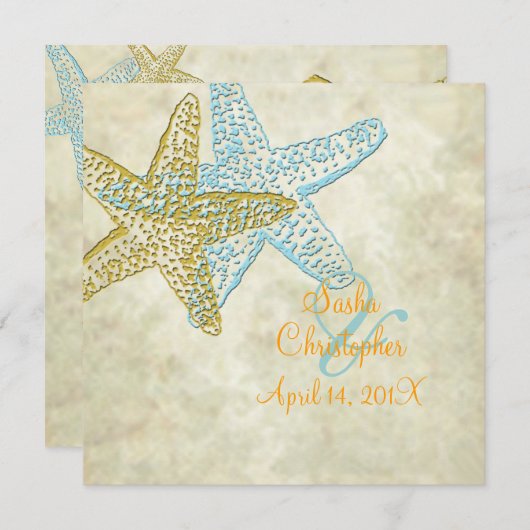 Invitations de mariage sur la plage/sable blanc (Devant / Derrière)