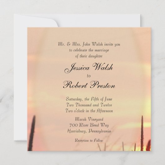 Invitations de mariage sur le terrain du coucher d (Devant)