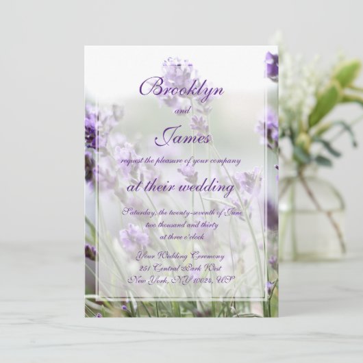 Invitations de mariage sur mesure Lavender Bohemia (Debout devant)